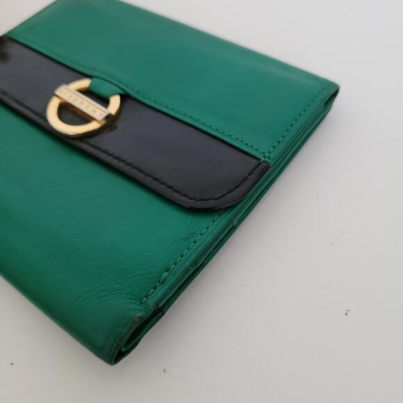 Givenchy Vintage Leather Wallet Green Logo Bifold Medium Compact Designer - Picture 13 of 13